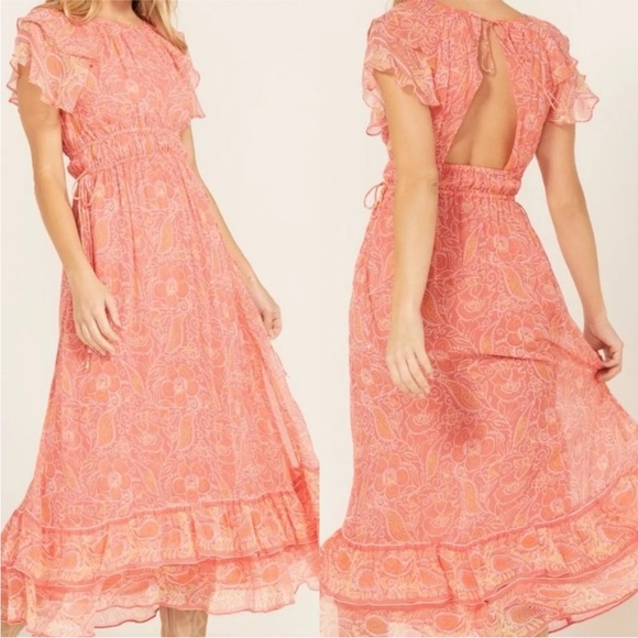 Cleobella Hannah Maxi Dress In Blossom Floral Block Print, Pink - Size S - Picture 2 of 2